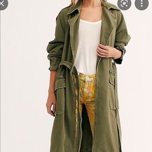Free People (We the Free) NWOT Trench Coat in army green